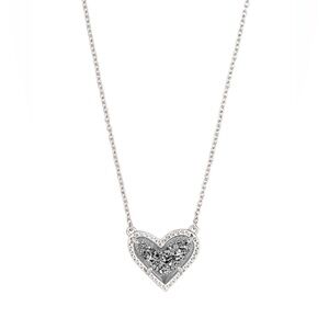 Kendra Scott Ari Heart Silver Pendant Necklace — Platinum Drusy